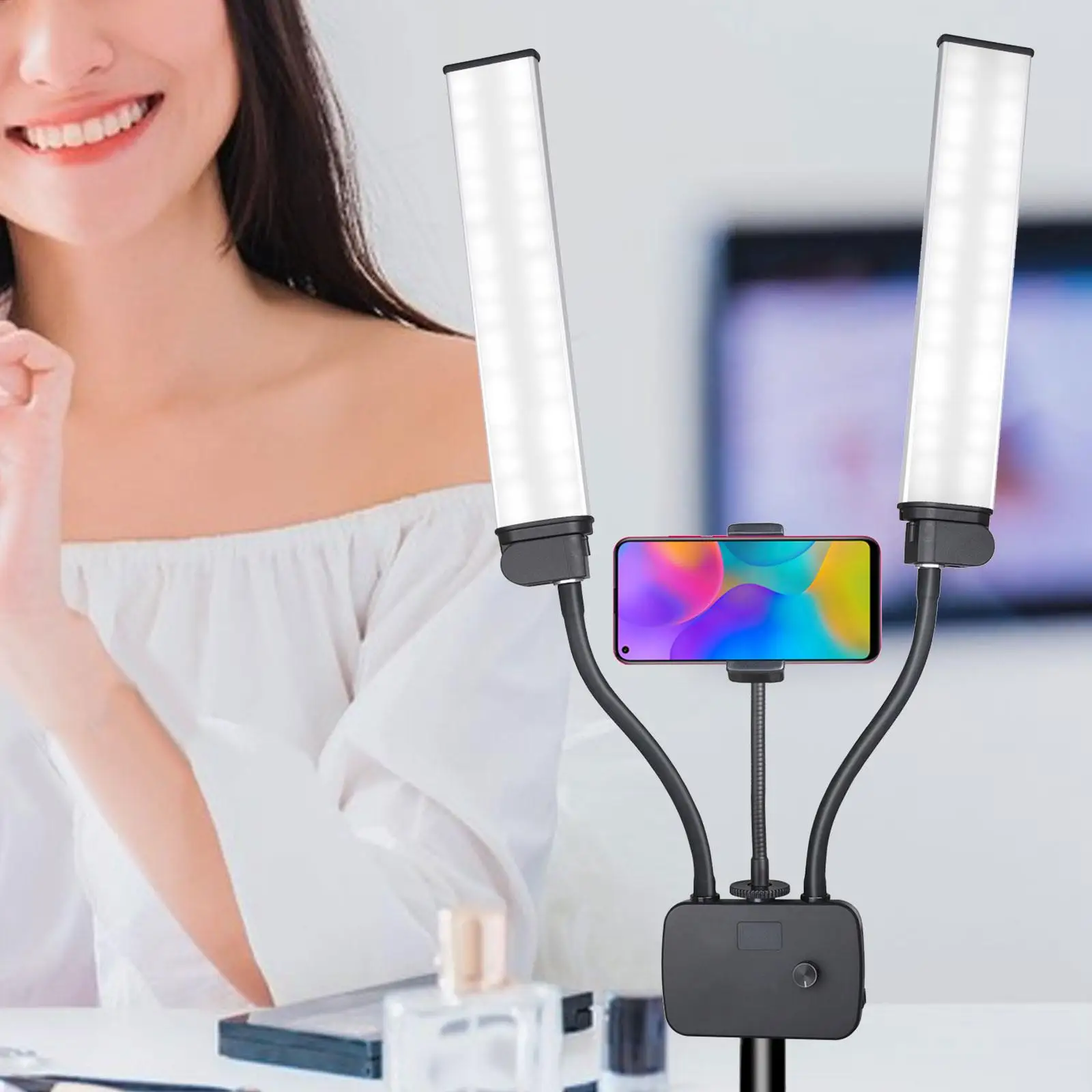 

Фонарь с двумя ручками, заполняющий телефон с держателем, Br ket для прямой трансляции Vlog