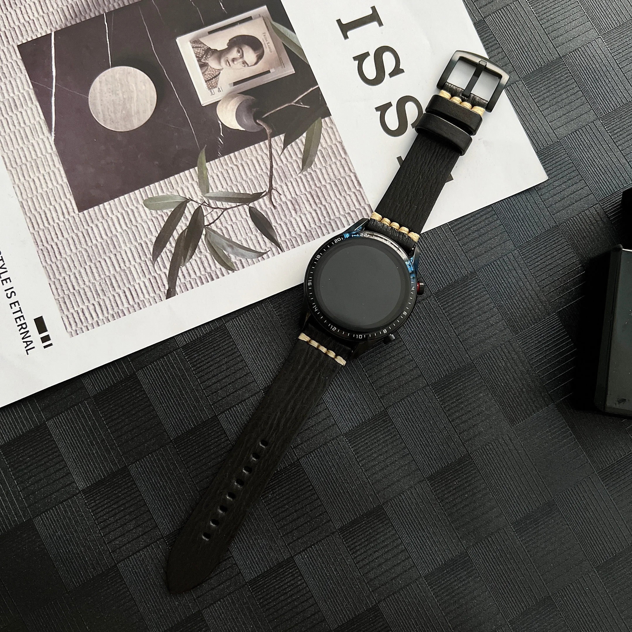 20mm 22mm For Samsung Galaxy Watch Gear S3 46mm Handmade Vintage Leather Strap for Huawei Watch GT 2 Galaxy Watch Active2 Strap