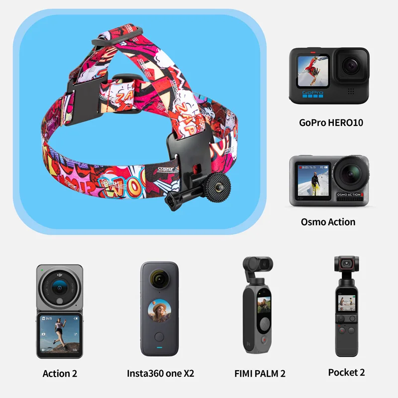 

Повязка на голову STARTRC для спортивной камеры для первого лица, для DJI Pocket/Action 2 Gopro89/10, комплект аксессуаров