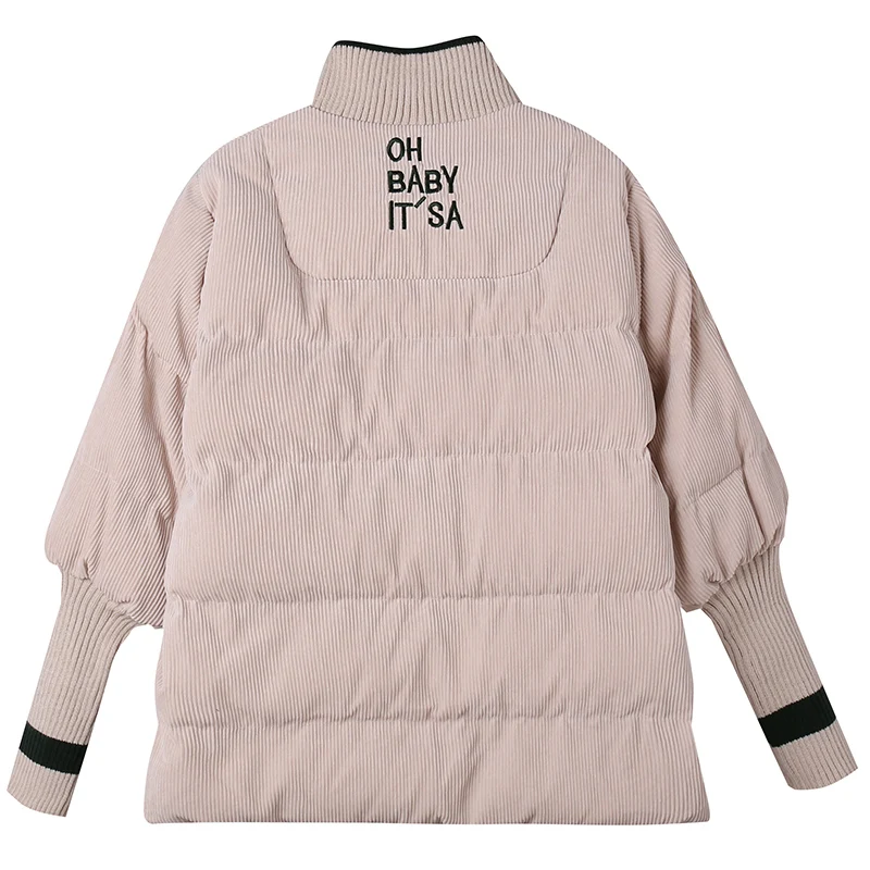 Women's Thickening Jackets Overcoat Patchwork Long-sleeve Warm Parkas Winter Jacket Snow Coat Female Turn Collar Solid Outwear