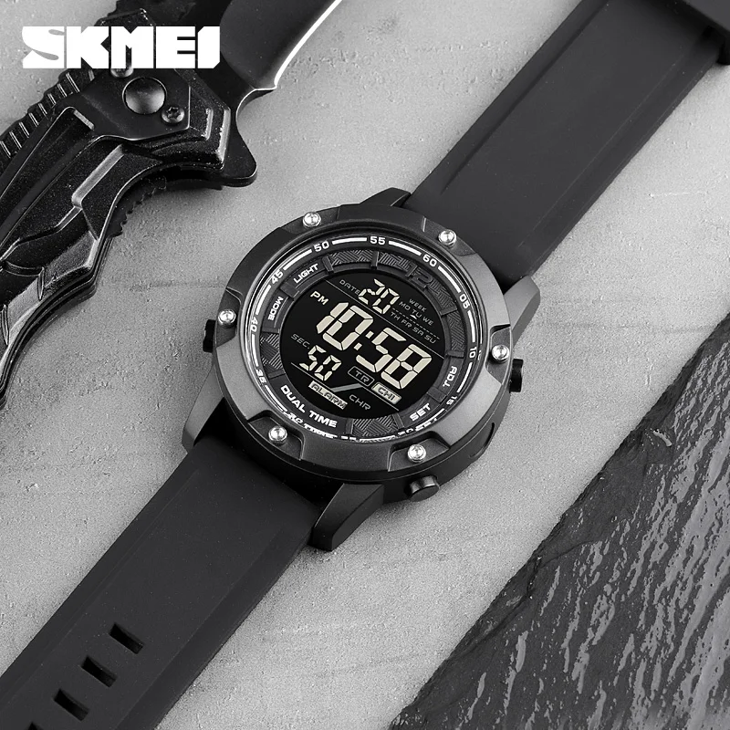 Часы наручные SKMEI Мужские Цифровые, спортивные в стиле милитари, водонепроницаемость 1762 м, 100 м