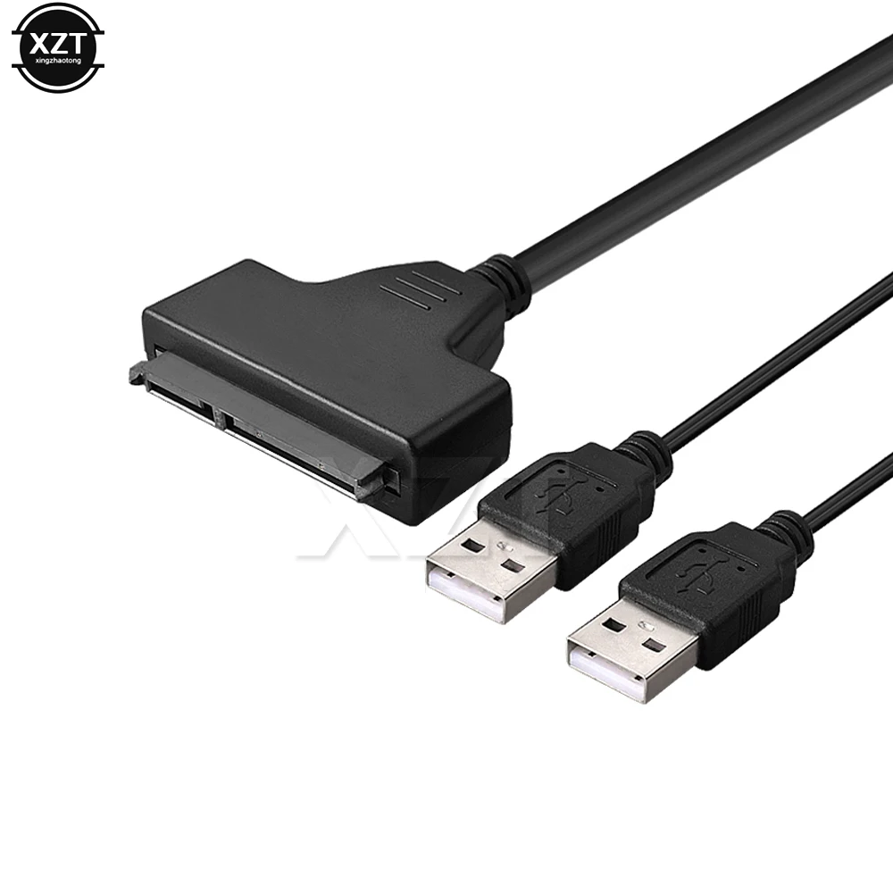 

Кабель-адаптер SATA на два USB 2,0, 15 + 7/22 Pin, Кабель-адаптер SATA, внешний кабель для жестких дисков, кабель для передачи данных для жесткого диска 2,5 дюйма, HDD, SSD, жесткого диска