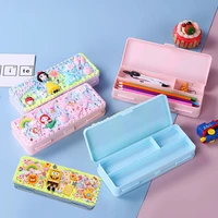 diy pencil case for kids cute cartoon pencil box school student stationery box double layer large capacity pencil storage box