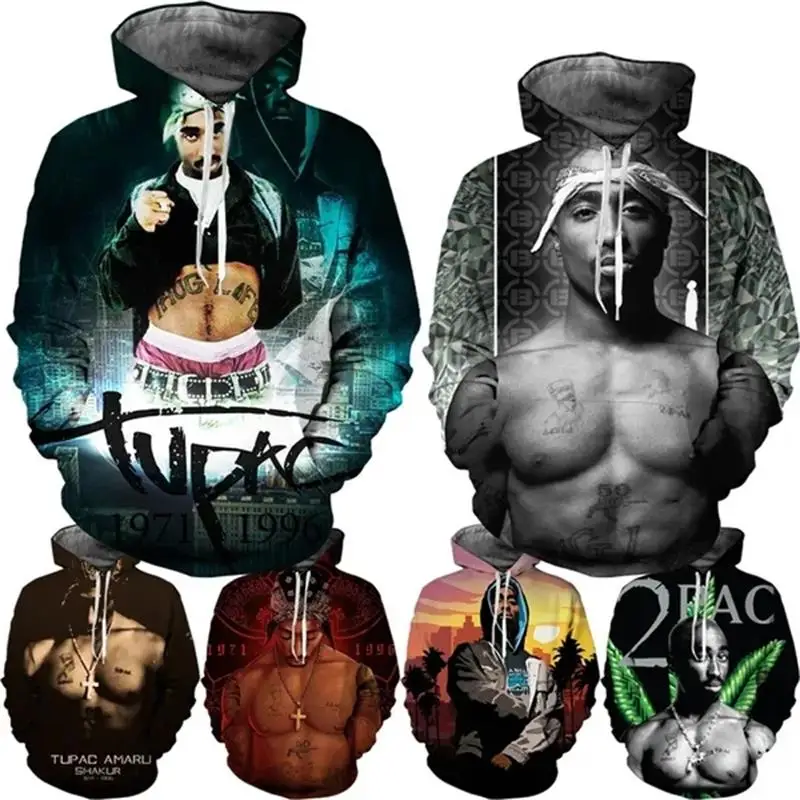 

Tupac Amaru Shakur Hoodie Men Clothing 3D 2Pac Makaveli Print Rap Hoodies Vintage Streetwear Fashion Hip Hop Rock Pullover Hoody