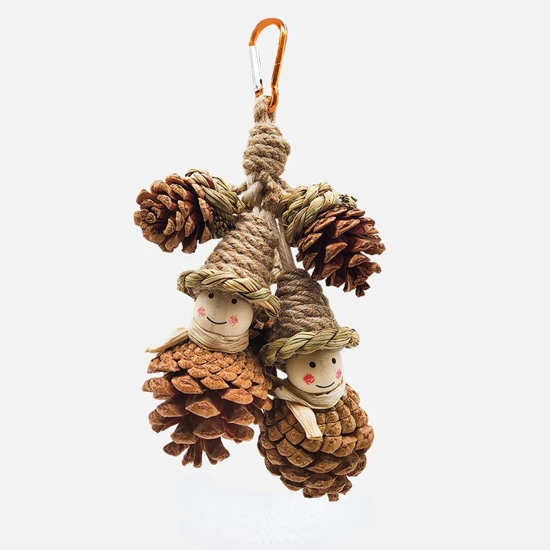 

Pine Cone Parrot Biting Toy Peony Tiger Skin Xuanfeng Cute Little Birdcage Decoration Pet Supplies Grinding Claw Hanging String