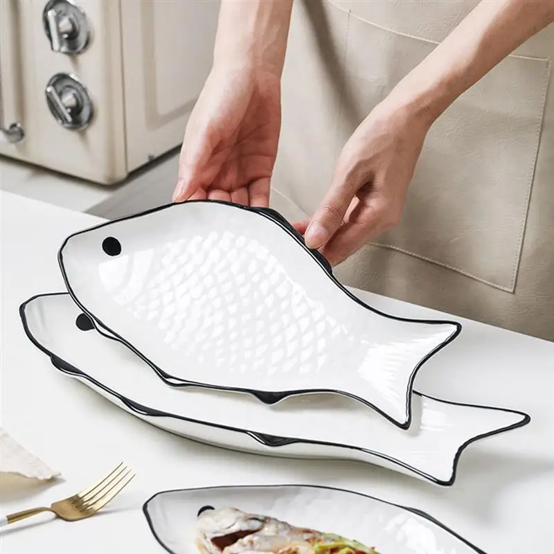 

Serving Plate Ceramic Fish Plates Food Platter Tray Dish Dinner Sushi Platters Storage Shaped Trays Party For Appetizer