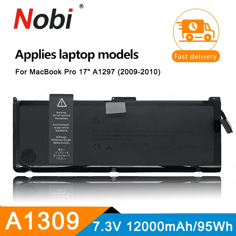 Фото Аккумулятор Nobi A1309 для Apple MacBook Pro 17 дюймов A1297 Early-2009 Mid-2009 Mid-2010 MC226/A MC226CH/A MC226J/A MC226LL/A Бесплатные инструменты №1