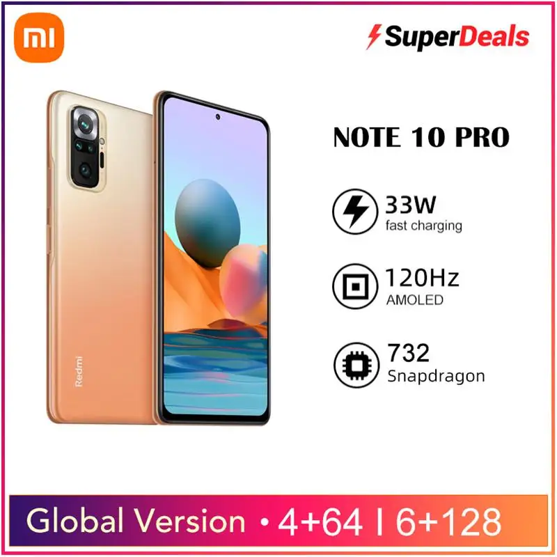 

Xiaomi Redmi Note 10 Pro Global Version 6GB RAM 64GB/128GB ROM Smartphone 108MP Camera Snapdragon 732G 120Hz AMOLED Display NFC