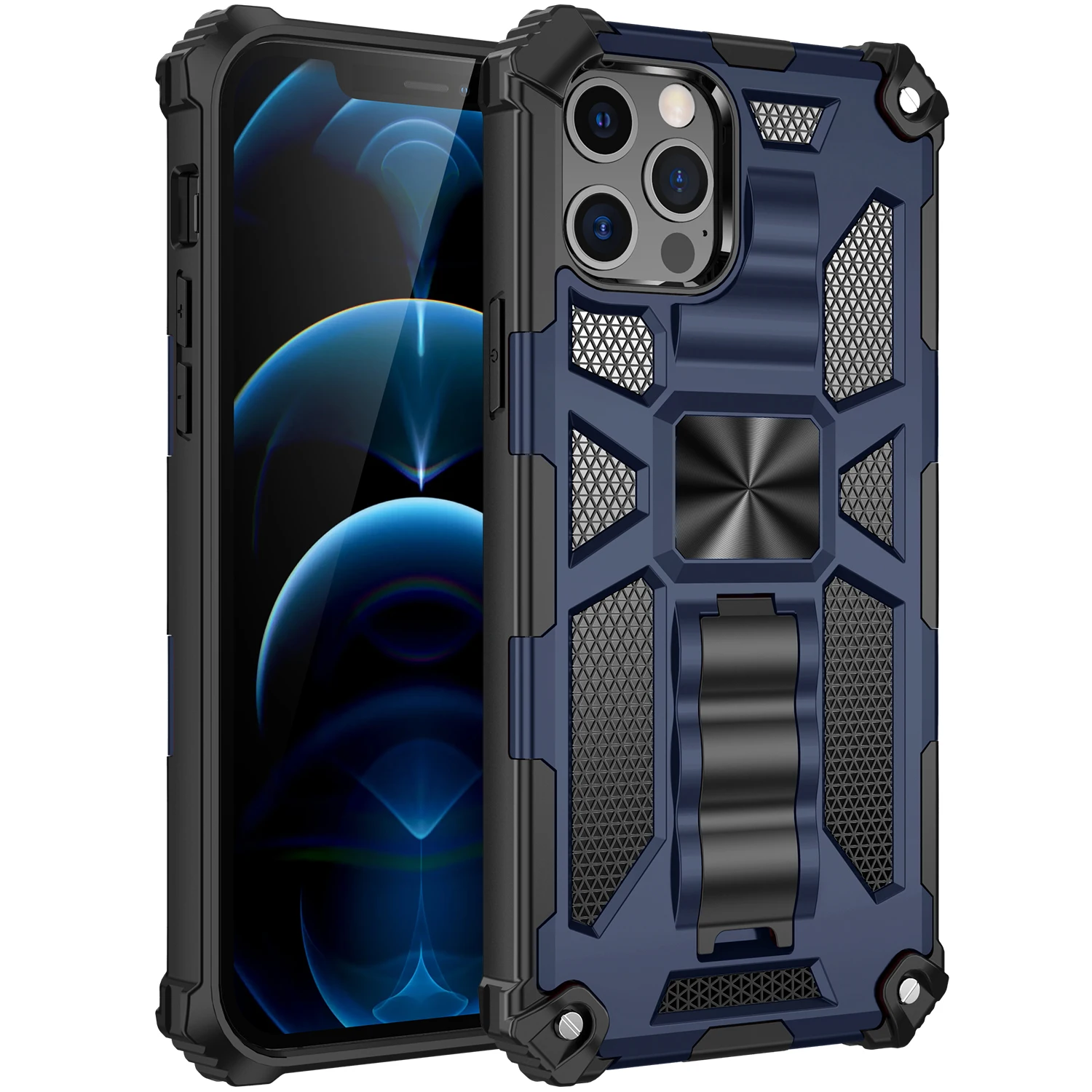 

Kickstand Armor Phone Case For iPhone 14 13 Mini 12 11 ProMax Xs XR 6 7 8 Plus SE2022 Coque Shockproof Car Magnetic Back Cover