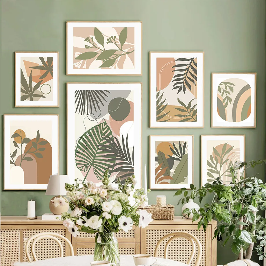 

Modern Abstract Leaf Monstera Sun Minimalist Wall Art Canvas Painting Nordic Posters Prints Wall Pictures For Living Room Decor