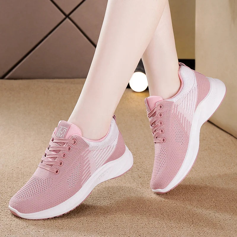 Women Shoes Nice Spring Breathable Fly Weave Casual Shoes Lace-up Platform Shoes Women Fashion Sport Shoes Zapatos De Mujer