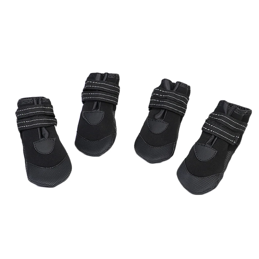 

4Pcs Little Pet Dog Puppy Anti-slip Luminous Rain Snow Boots Candy Colors Rubber Waterproof Boots Shoes Size 1 (Black)