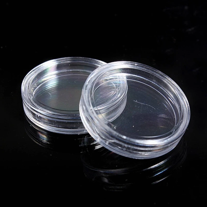 50 Pcs Small Round Transparent Plastic Coin Capsules Box 24Mm