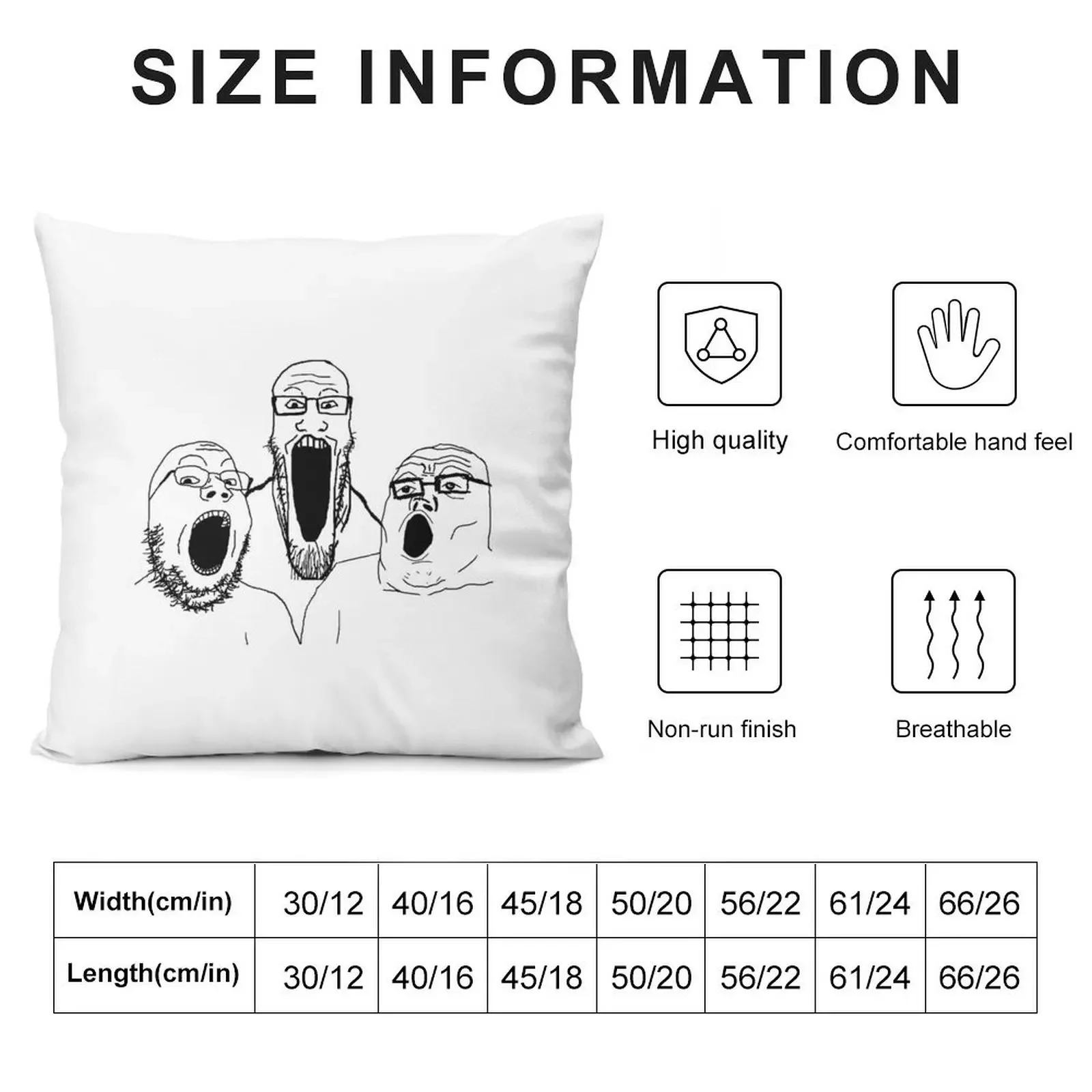 SOY REDDIT 4CHAN BASED AND REDPILLED GROUP WHOLESOME MEME СМЕШНИЙ SOYJAK WOJAK SOYJACK WOJACK F Декоративная подушка