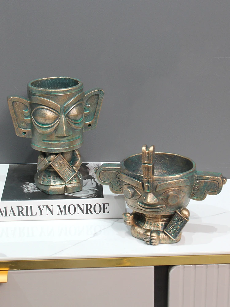 

Украшения Sanxingdui сувенирные смола, домашнее хранение, украшение для гостиной, украшение для хранения входных ключей, украшение для дома, укр...