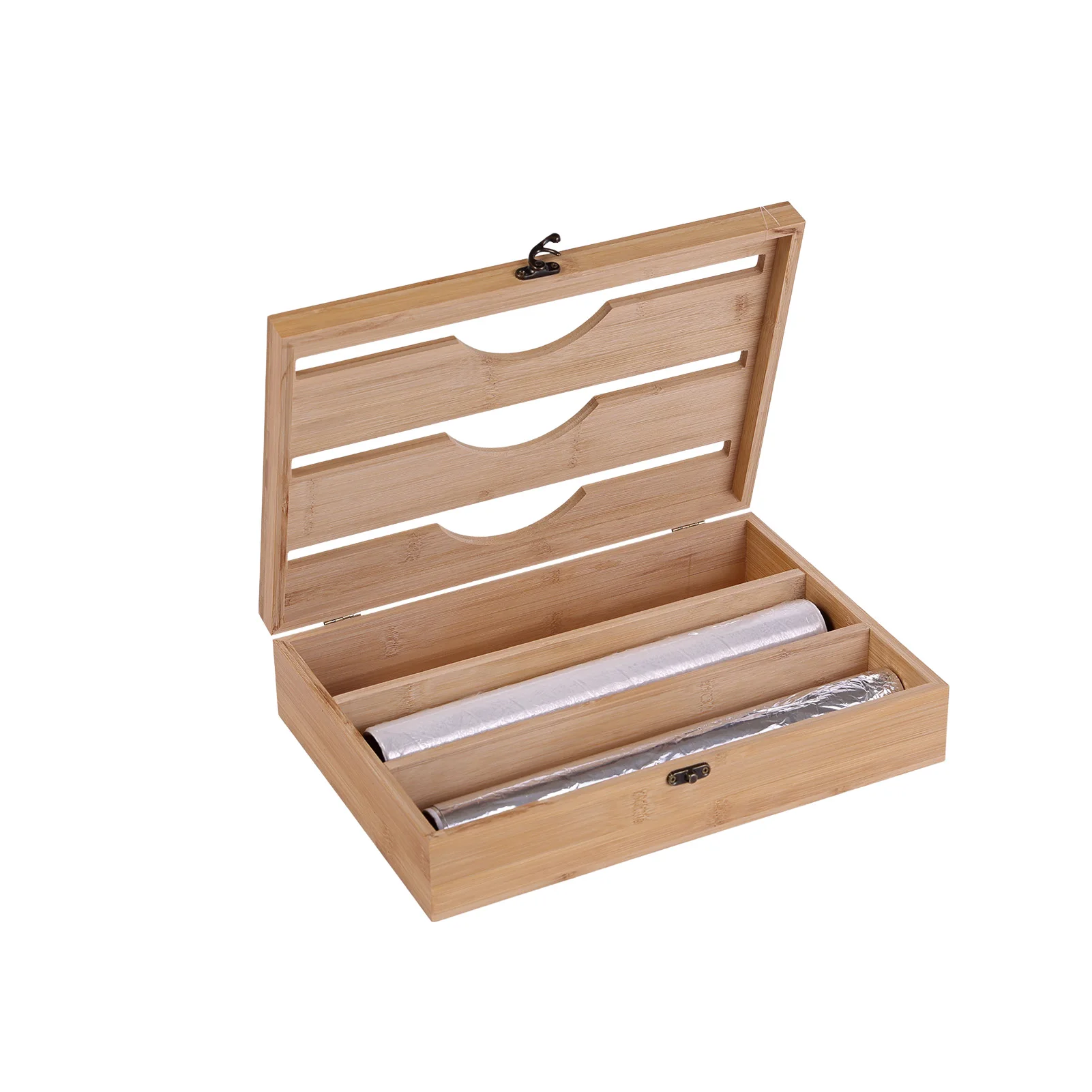 

Kitchen Cling Film Holder Refillable Food Wrap Dispenser Tin Foil Storage Roll Cling Film Organizer With Slid Cutter