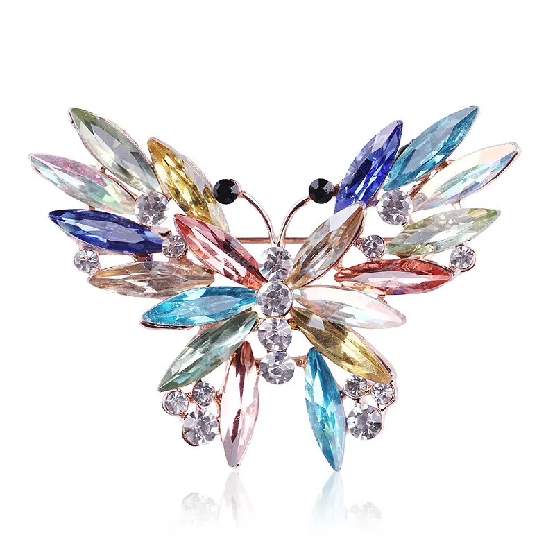 

TULX Fashion Colorful Butterfly Brooch Wedding Crystal Rhinestone Insect Broche Mujer Bouquet Hijab Scarf Pin