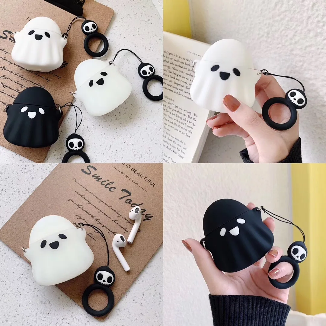 

Cute Halloween Ghost Silicone Case For Airpods 1 2 Airpod Apple Air Pod Earphone Earbuds Protective Cases Sleeve Key Ring