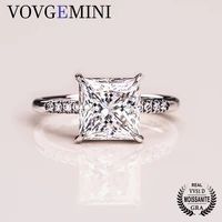 vovgemini 14k yellow gold moissanite wedding ring 3carat 8mm princess cut vvs gem 18k puro original jewelry for woman gift