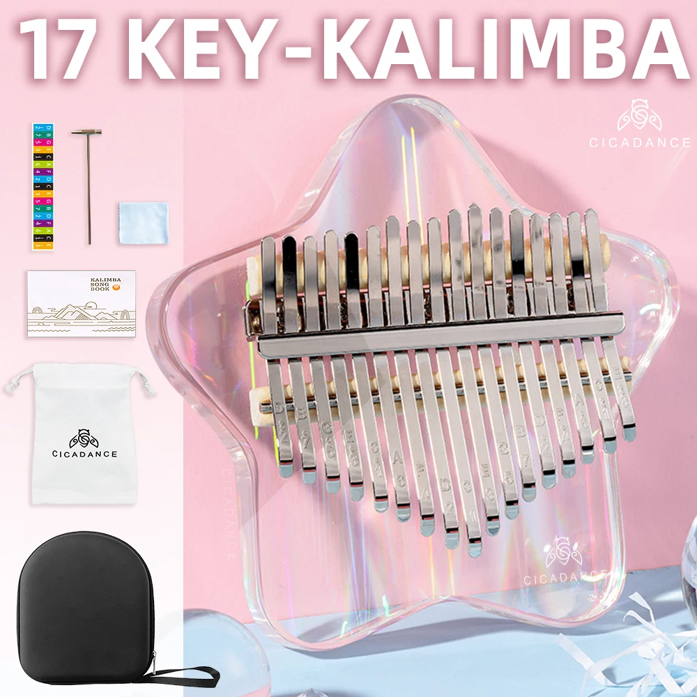 

CICADANCE Acrylic Kalimba 17/21 Keys Transparent Thumb Piano Keyboard Musical Instruments With Storage Bag Holiday Birthday Gift