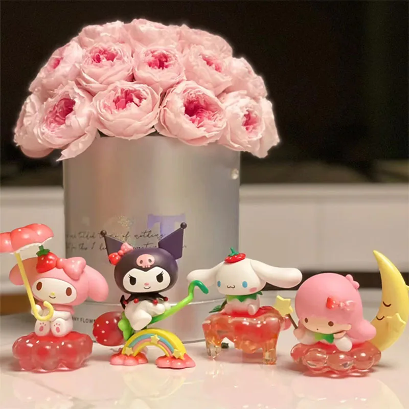 Kawaii Strawberry Park Series MyMelody Kuromi PomPomPurin Cinnamoroll Little Twin Star Pochacco Sanrio Action Figure Toys Gifts