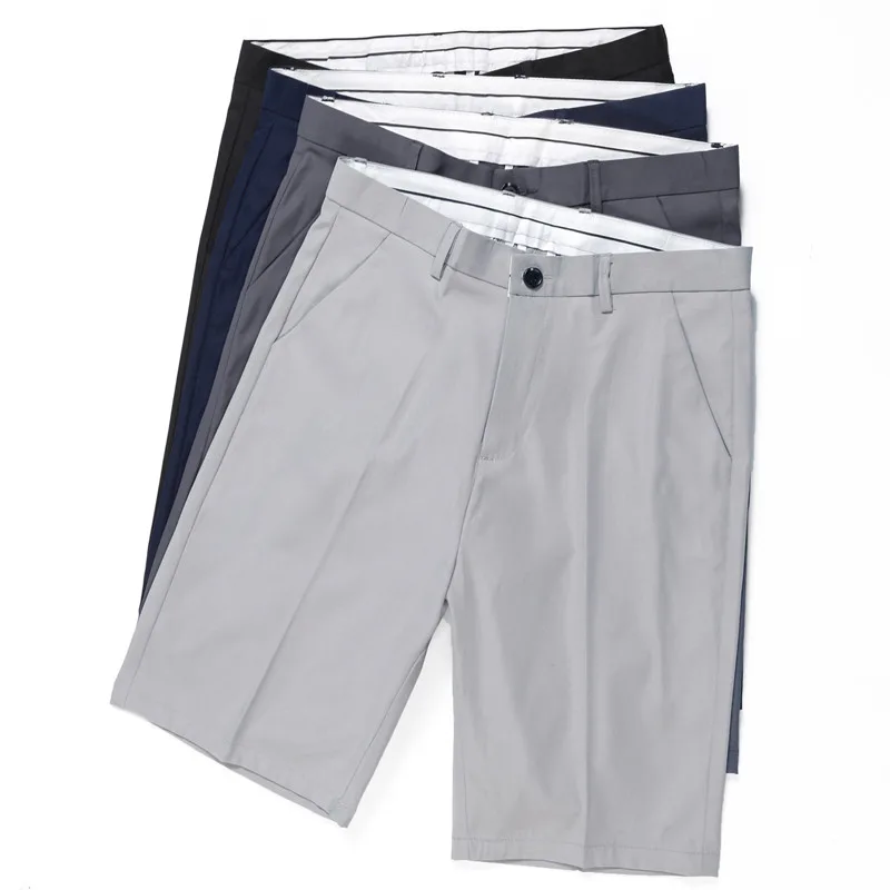 

Шорты мужские деловые однотонные до колен, брендовая одежда, тонкие белые серые короткие штаны, повседневные штаны для офиса, размеры 28-38, на лето
