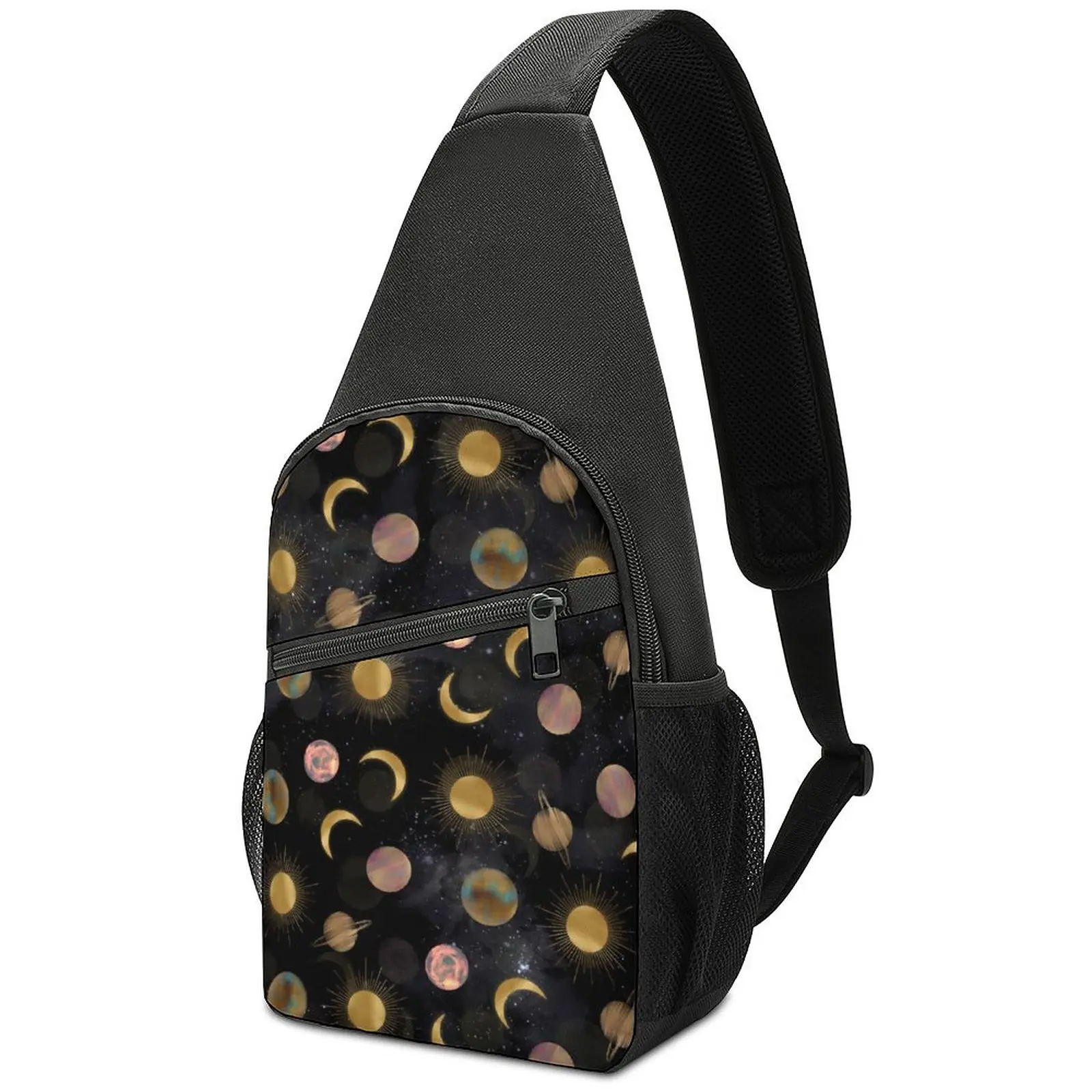 

Gold Sun Moon Chest Bags Men Space Print Print Shoulder Bag Funny Phone Crossbody Bag Trekking Outdoor Sling Bags