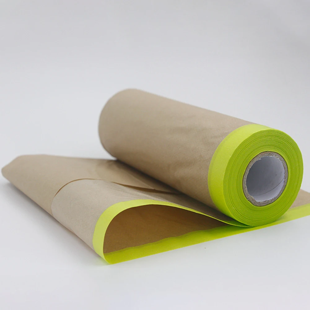 

12m Spray Paint Masking Kraft Paper Film Barrier Car Renovation Protective Tapes Automobile Exterior Accessories
