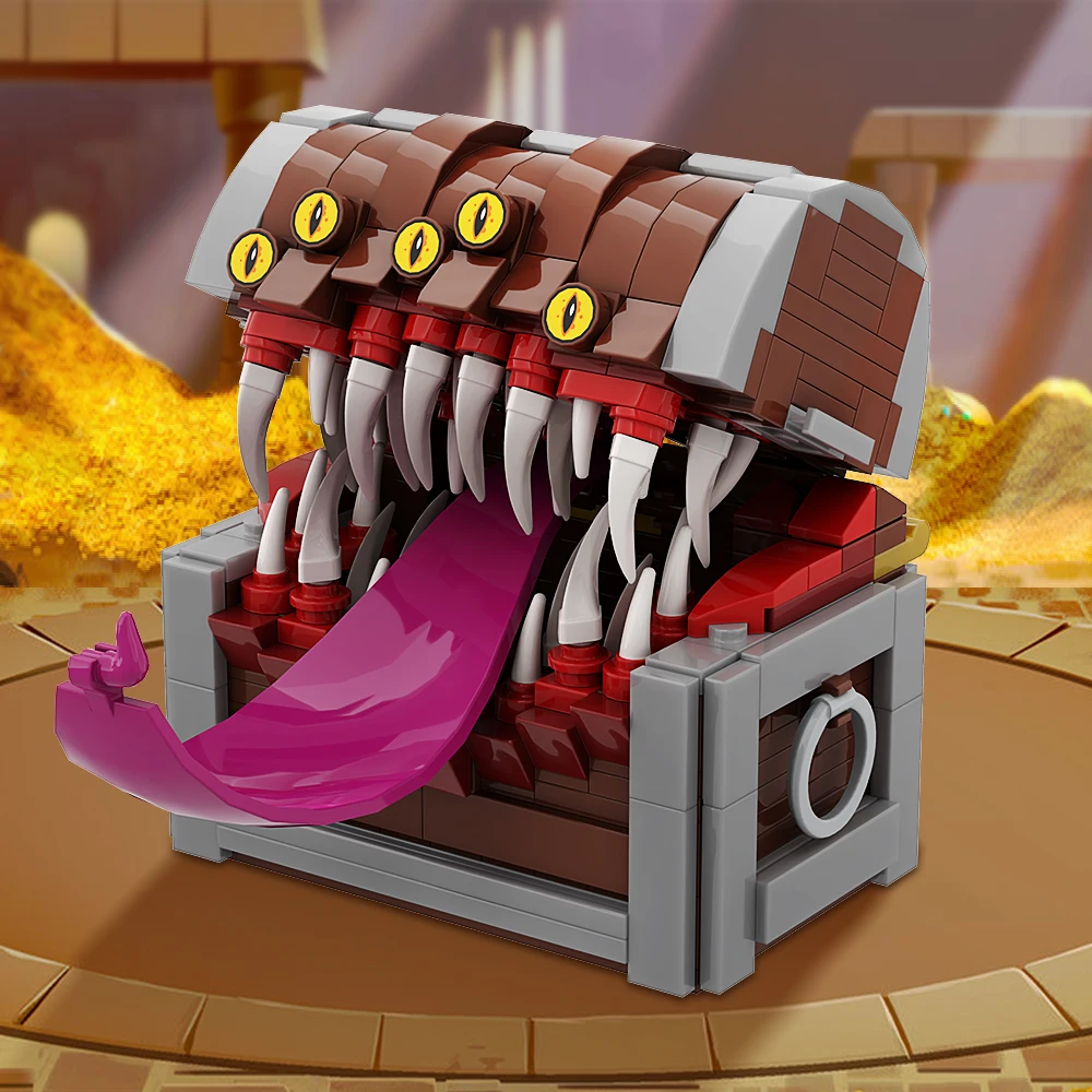 Gobricks MOC Treasure Mimic Chest Ярцо Монстр Строительные блоки для подземенов Пиратская