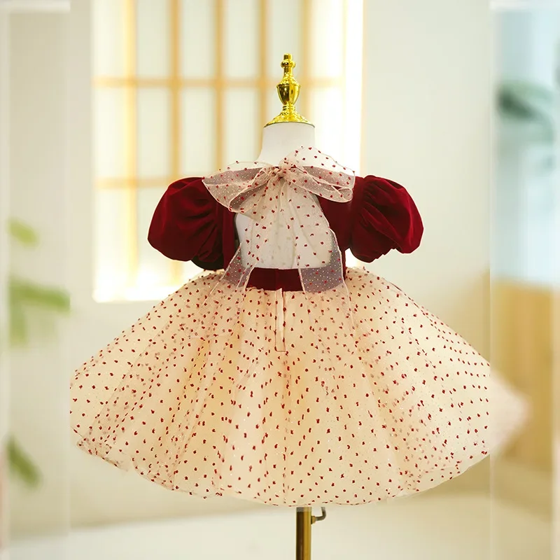 Модное детское бархатное платье-пачка для девочек платье с пышными рукавами