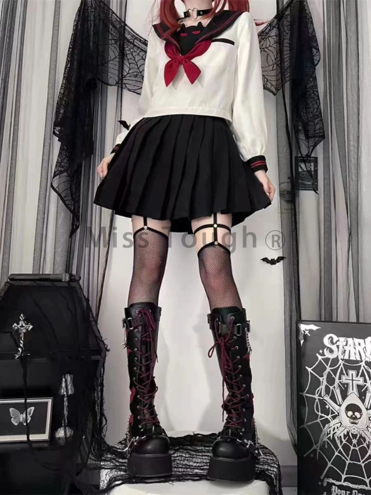 Летний комплект из 2 предметов в японском стиле Женский Топ с бантом и принтом