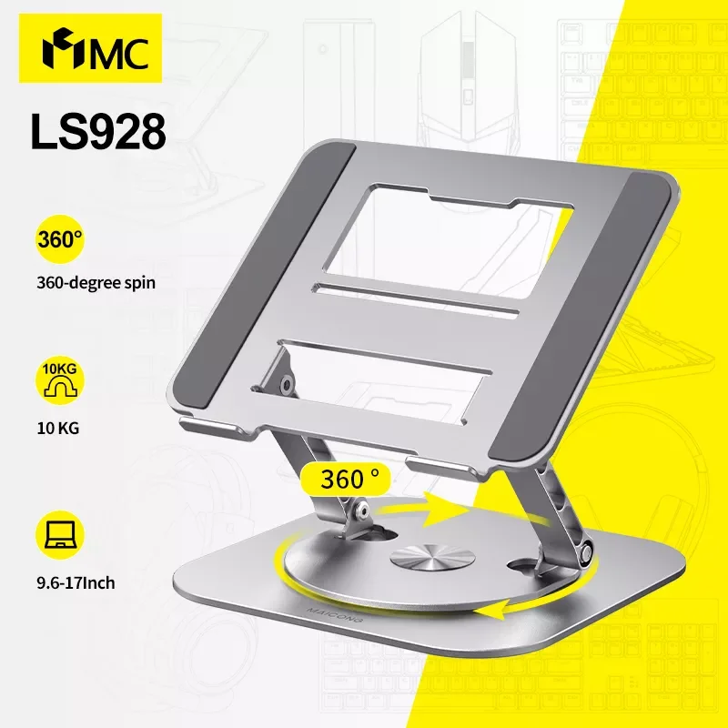 

MC LS928 Laptop Stand 360° Rotatable Notebook Holder Liftable Aluminum Alloy Stand Compatible with 9.7-17 Inch Laptop