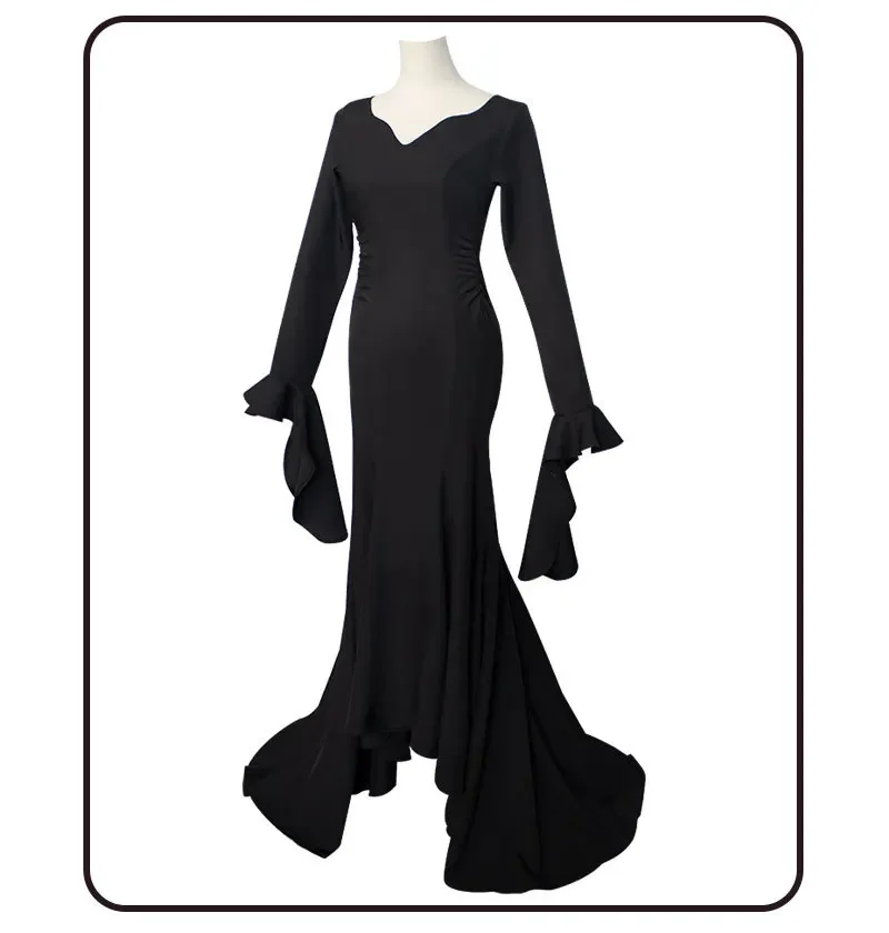 Костюм Аниме для косплея Morticia Addams женщин и девочек платье наряды на Хэллоуин