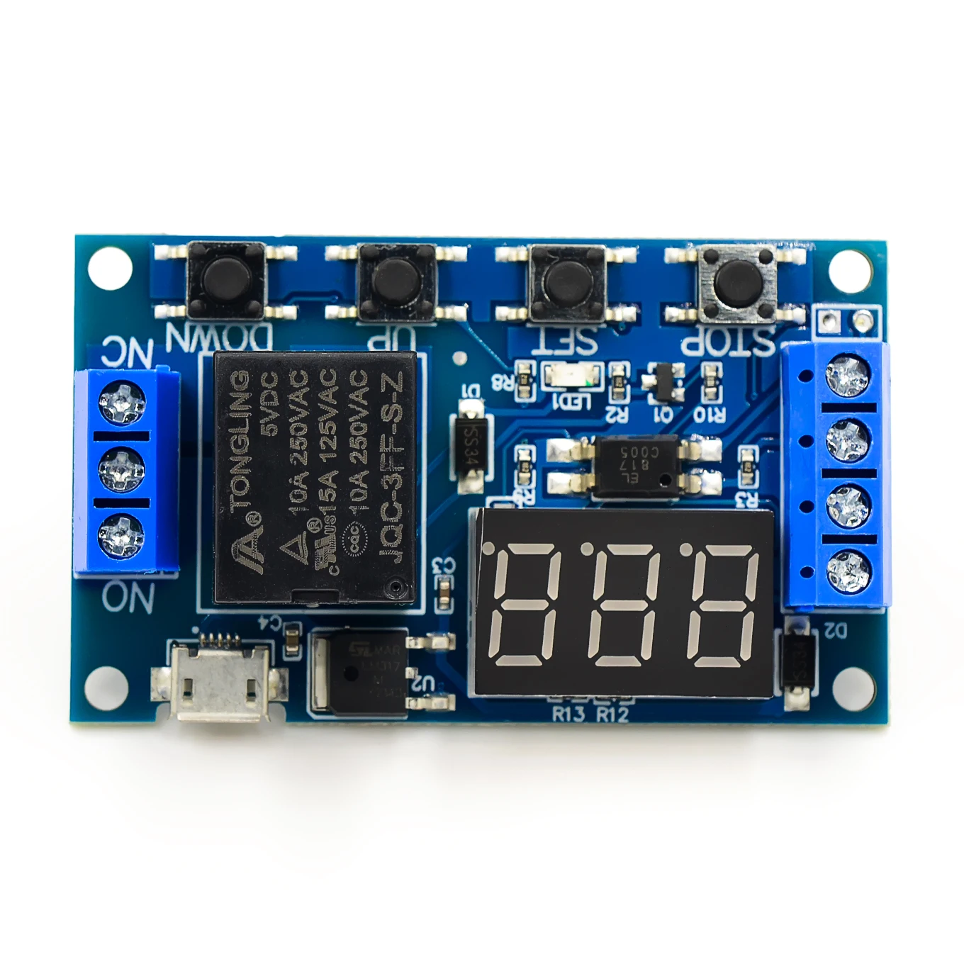 

6-30V Relay Module Switch Trigger Time Delay Circuit Timer Cycle Adjustable, With USB