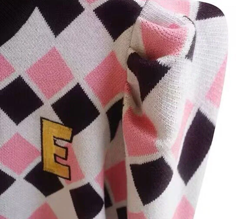 Женский свитер с мультяшной вышивкой пуловеры пышными рукавами и круглым