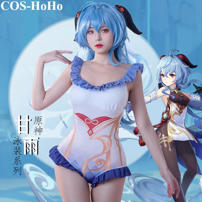 

COS-HoHo Anime Genshin Impact Ganyu Lovely Swimsuit Jumpsuits Uniform Cosplay Costume Halloween Party Role Play Outfit Women