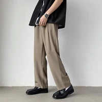 summer suit pants men fashion society mens dress pants korean loose straight ice silk pants mens solid color formal trousers