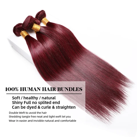 Прямые пучки Maxine 99J бордового цвета