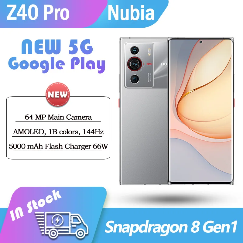 NEW ZTE Nubia Z40 Pro 5G Smart phone Snapdragon 8 Gen1 80W fast charger mobile phone 16GB ROM 1T RAM Google Play NFC 64MP Camera