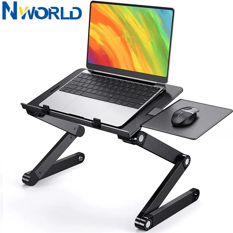Aluminum Alloy Laptop Table Folding Notebook Desktop Stand With Cooling Fan Dual Fans Bed Laptop Tray Desk Bed Office Study Desk