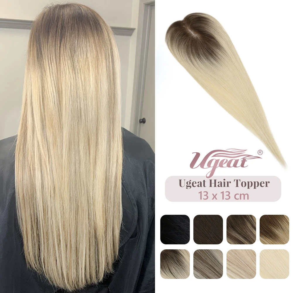 Ugeat Hair Topper Human Hair Mono Base 13*13cm Hair Toppers For Women With Thinning Hair Hand Made Topper Piece Clip In Hair