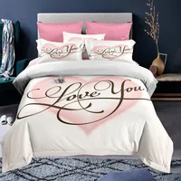 Valentine's Day Duvet Cover King Size Romantic Floral Love Heart Pattern Bedding Set Microfiber 3D Love Print Comforter Cover