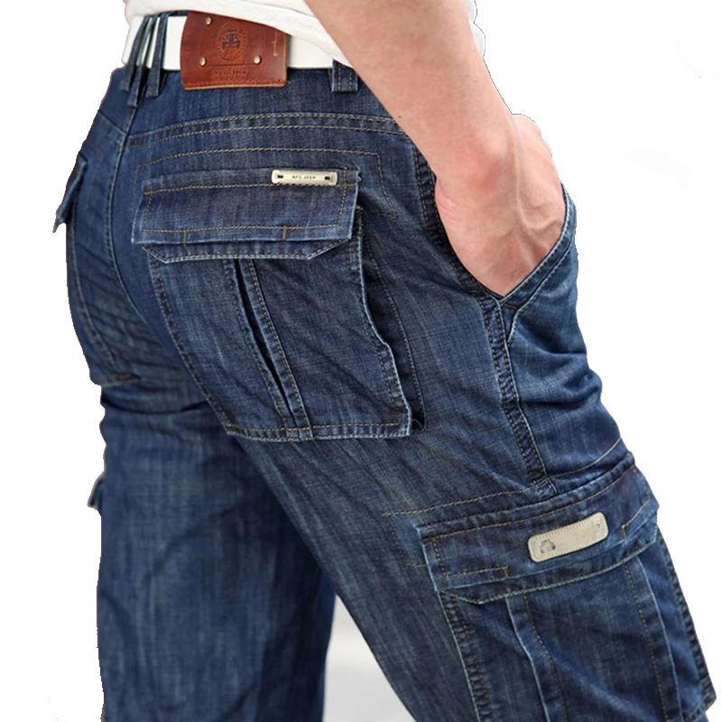 Nice Pop Men's Jeans Casual Business Jeans Regular Straight Fit Stretch Fabric Jeans Elasticity Denim Long Trousers Plus size 44