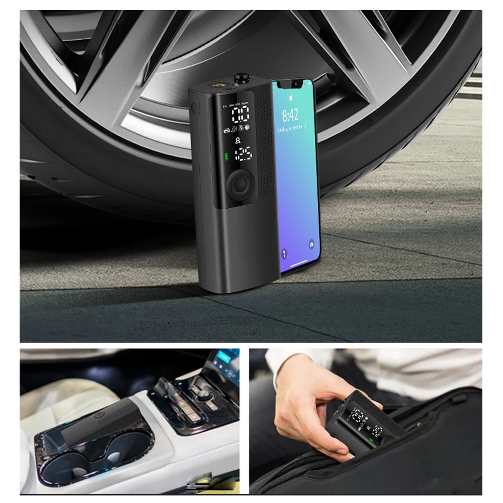 

120PSI 12V Mini Car Air Compressor Portable Car Electric Air Pump Car Wireless Tyre Inflatable Rechargeable Bicycle Tire Pump