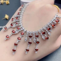 meibapj match with dress natural garnet fashion luxurious necklace genuine 925 silver red stone fine wedding jewelry for women