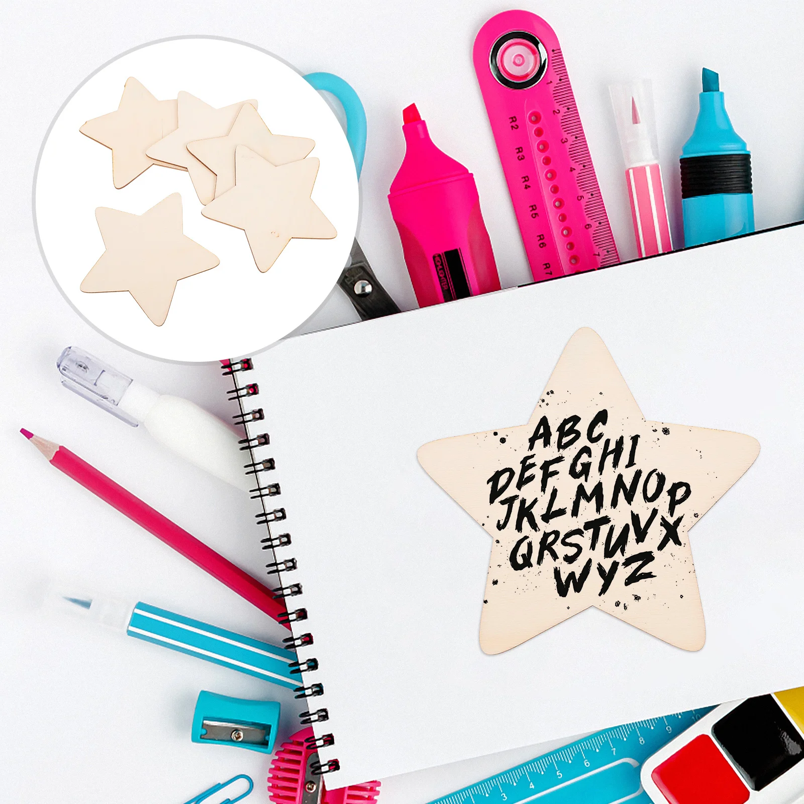 

50 Pcs Star Accessories DIY Wood Chips Unfinished Wooden Simple Accessory Craft Shaped Graffiti Slices Child