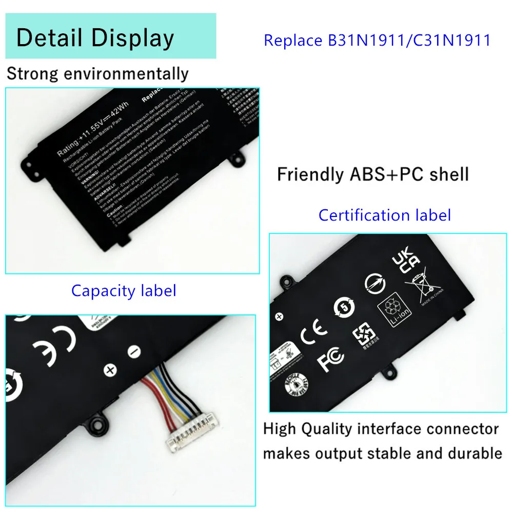 Фото Аккумулятор C31N1911 для ноутбуков ASUS VivoBook 14 R438IA, S413, S413DA, S433, S433EA, X413, X413EA, X421, X421DA, Flip 14 TP420, TM420, TP470E №4