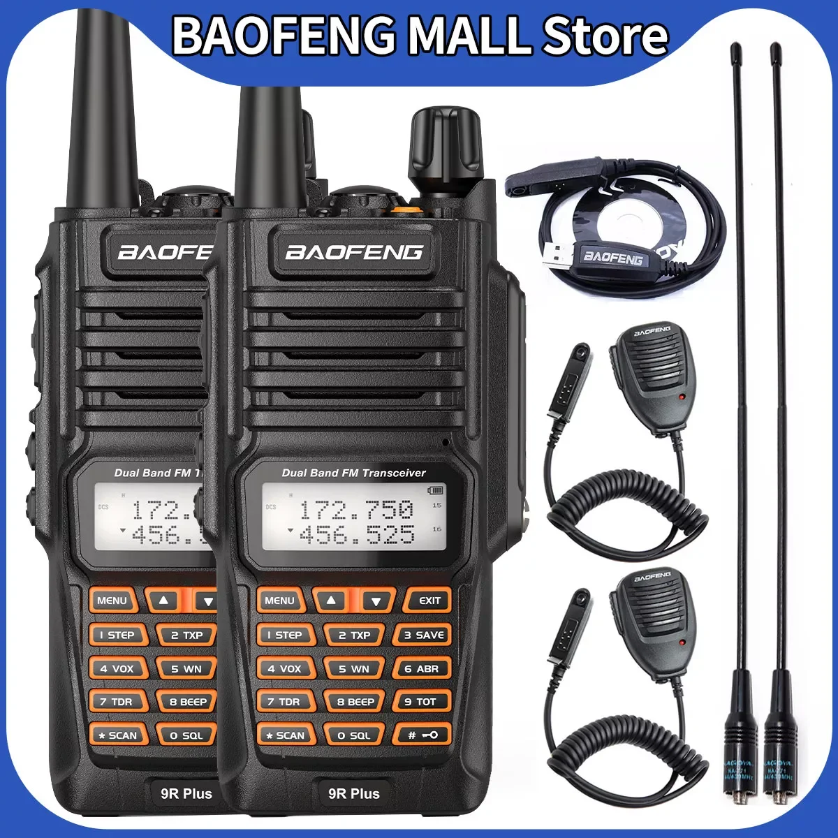 

NEW2023 2PCS Walkie Talkies Waterproof UV-9R PLUS 10W Portable CB Ham Radio Transceiver VHF UHF 2 Way Radio uv9r plus Hunt 10K