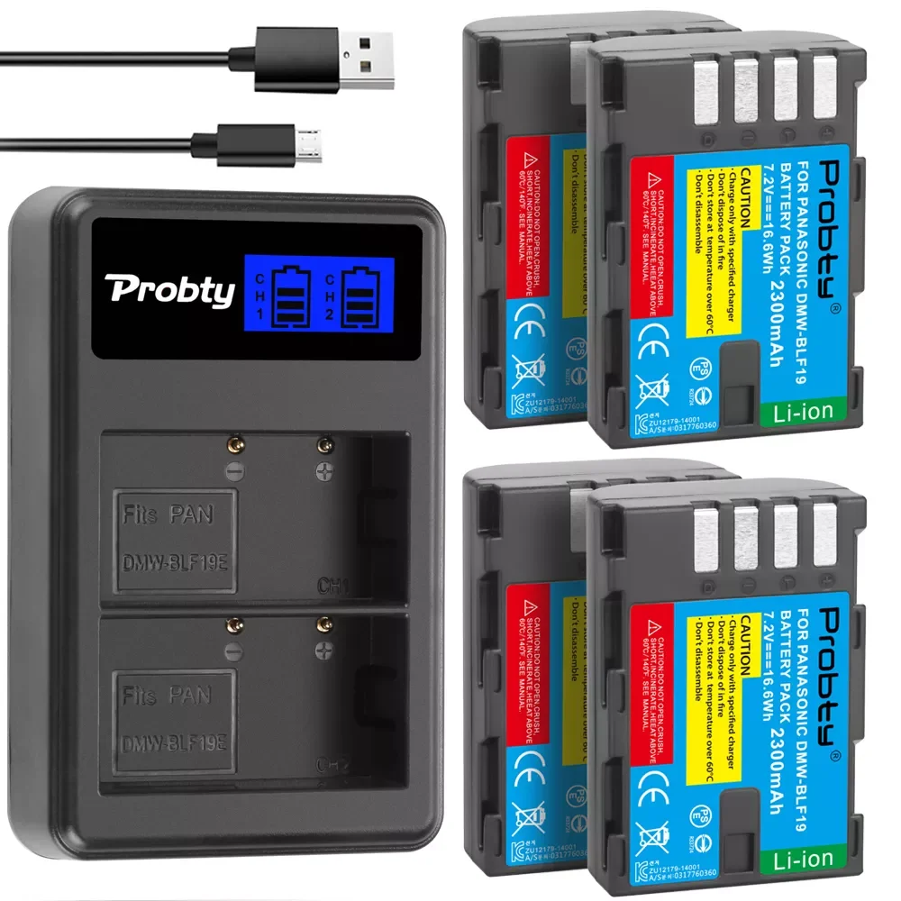 

2300mAh DMW-BLF19E DMW-BLF19 Camera Battery DMW BLF19 BLF19 BLF19E +LCD Dual USB Charger for Panasonic Lumix GH3 GH4 GH5