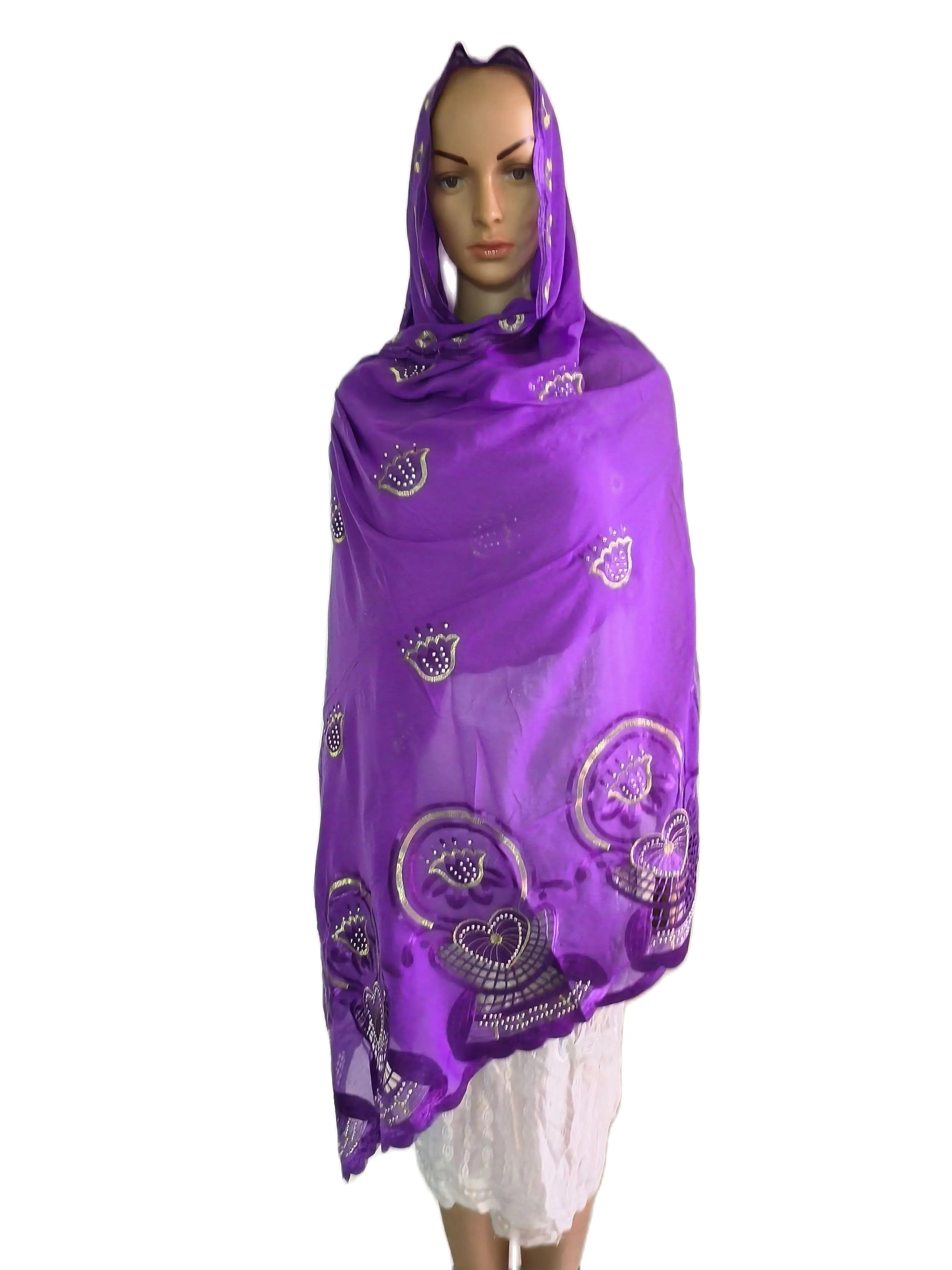 

New Muslim Ramadan Hijab Femme Musulman Foulard Hijabs For Woman African Islam Dubai cotton Embroider Scarf Shawl 200x100cm
